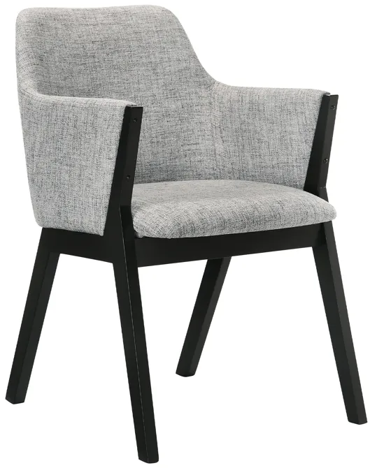 Renzo Light Gray Fabric and Black Wood Dining Side Chairs - Set of 2