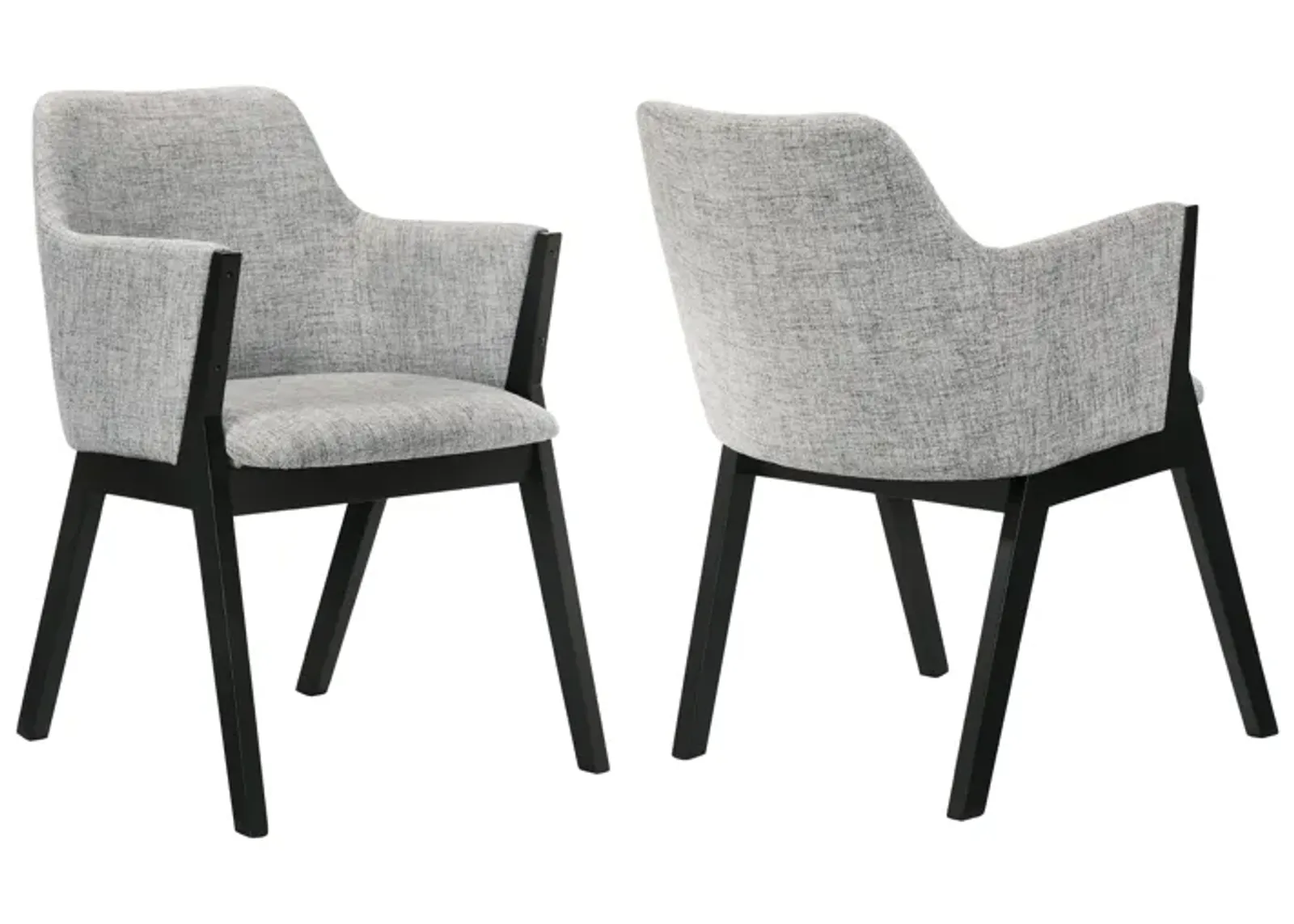 Renzo Light Gray Fabric and Black Wood Dining Side Chairs - Set of 2