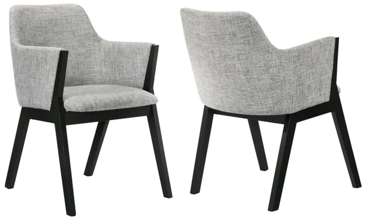 Renzo Light Gray Fabric and Black Wood Dining Side Chairs - Set of 2