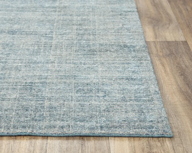 Grand Haven Aqua Solid Wool/Tencel 5' x 8' Rectangle Rug