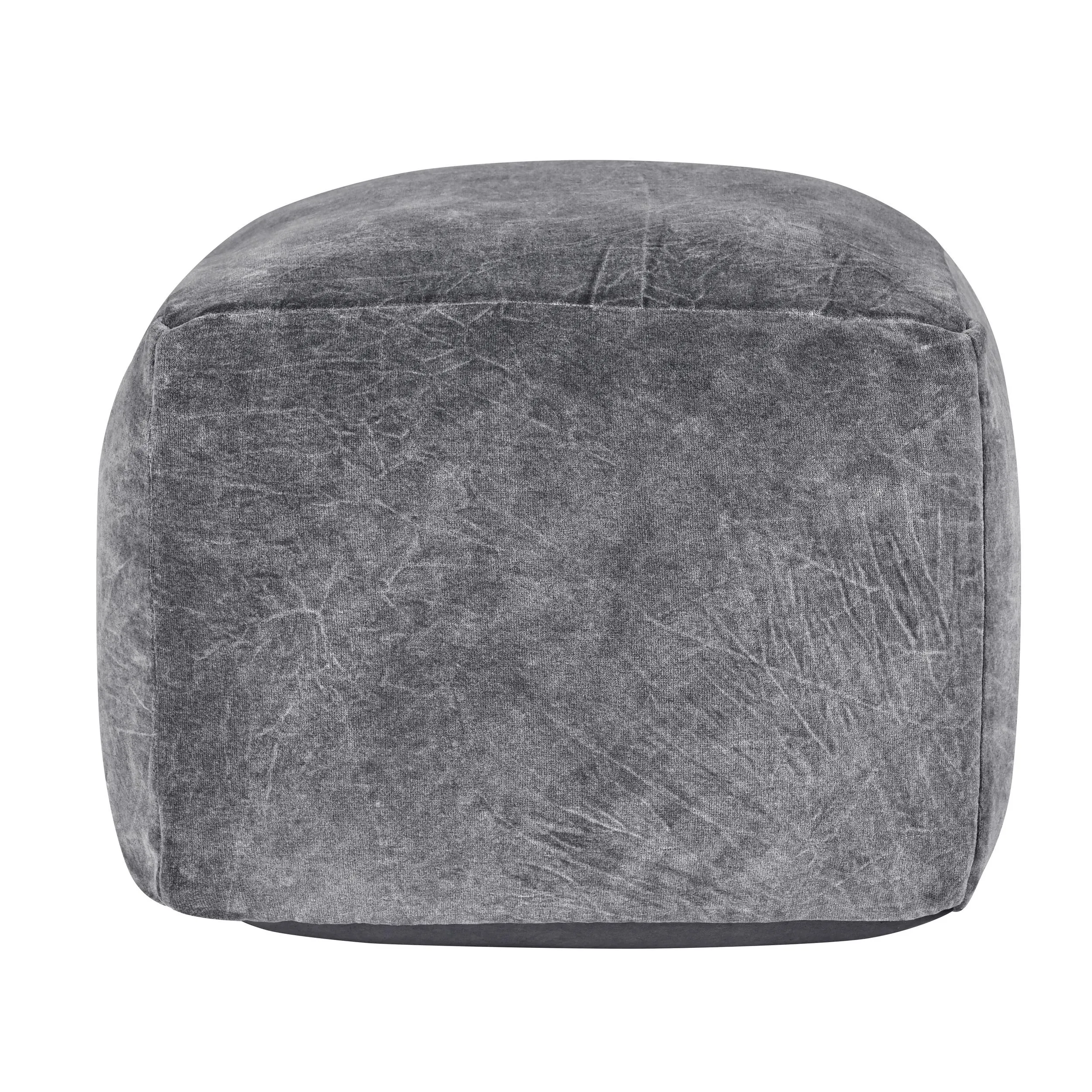 Heirloom Velvet Stone Gray Pouf 18x18x14