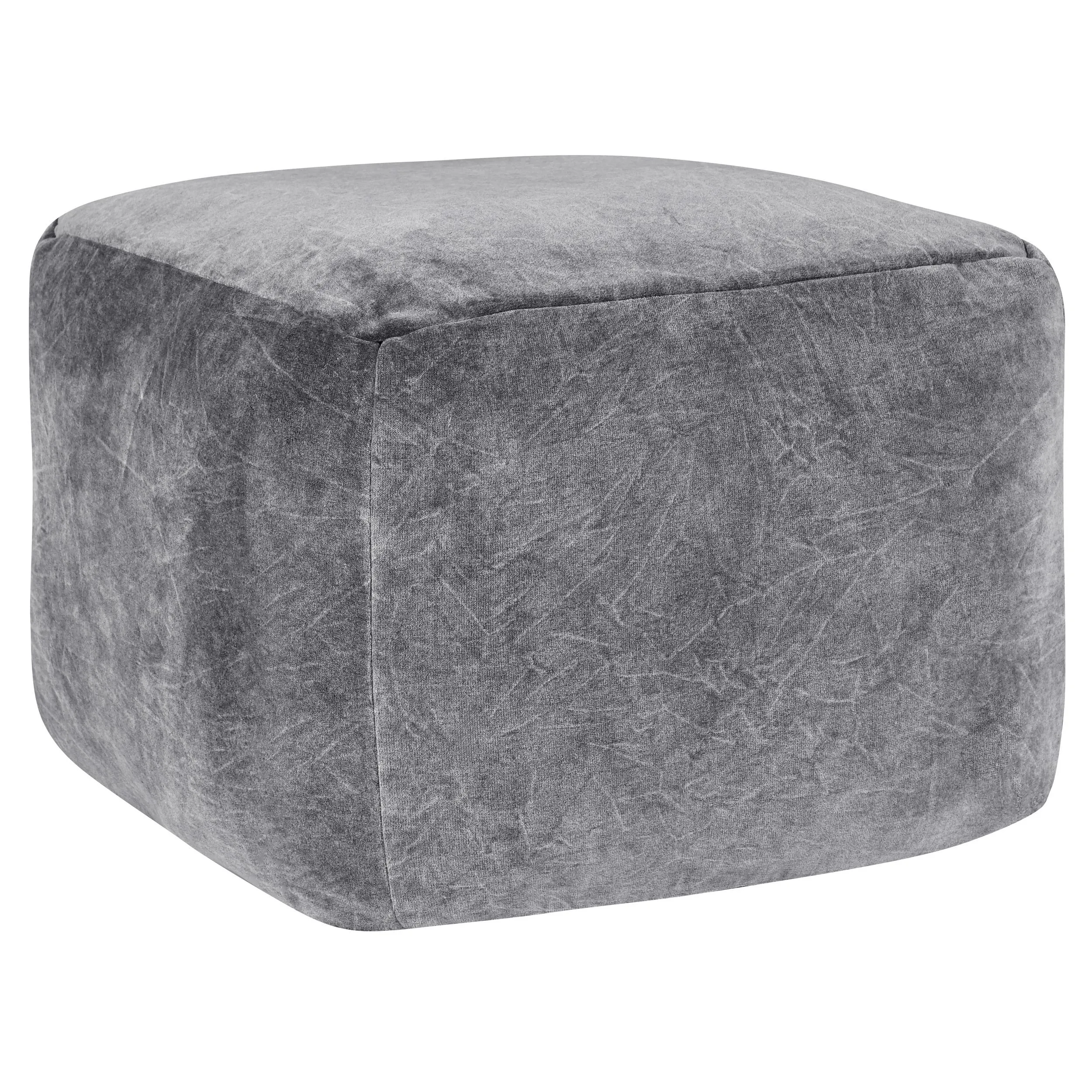 Heirloom Velvet Stone Gray Pouf 18x18x14