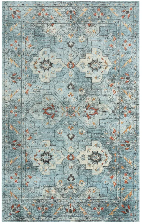 Premier Blue Distressed Classical NZ Wool/Tencel Blend 10' x 13' Rectangle Rug