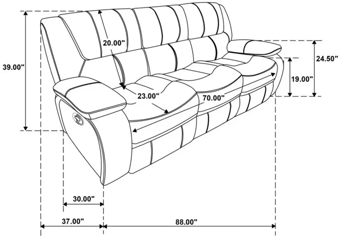 Camila 2-piece Upholstered Motion Reclining Sofa Set Black