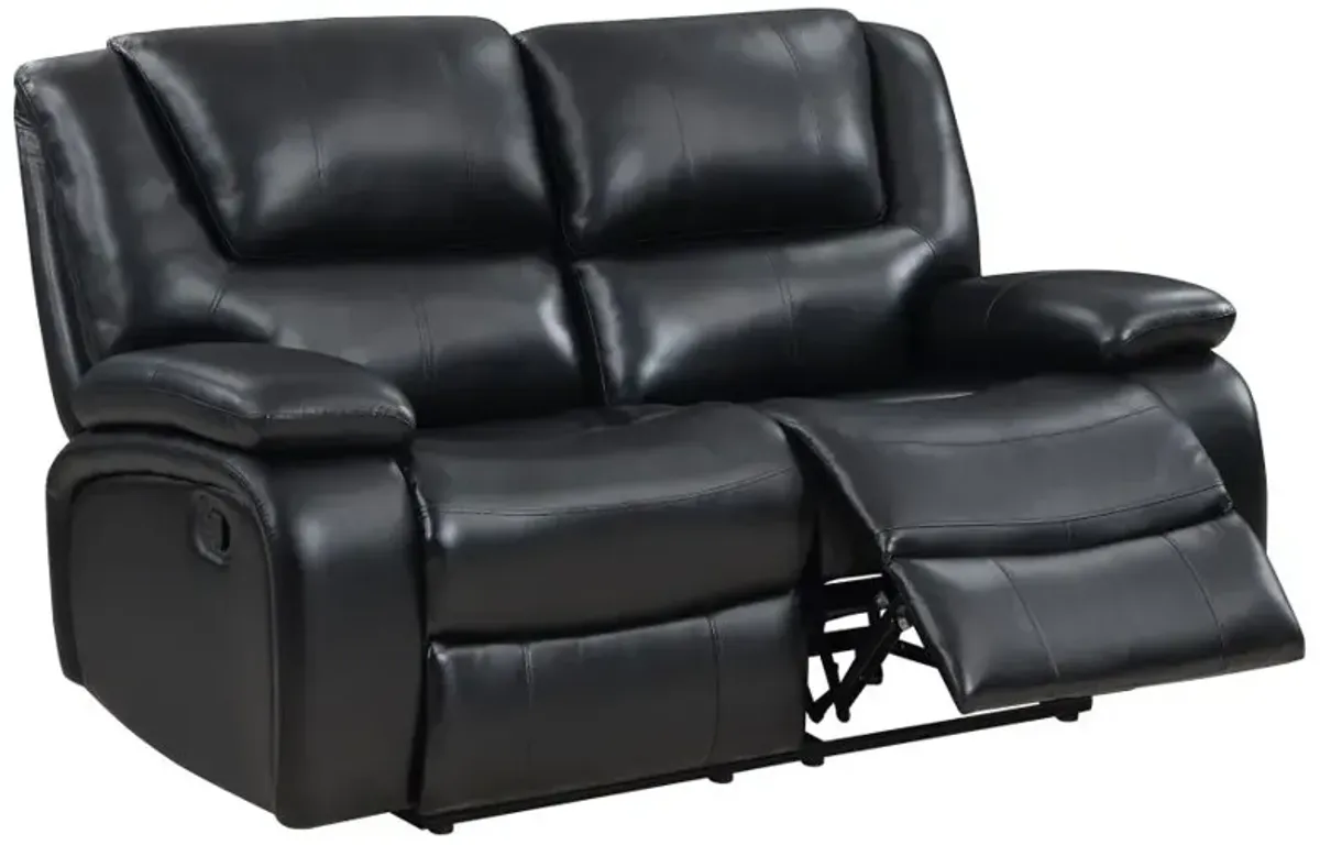 Camila 2-piece Upholstered Motion Reclining Sofa Set Black