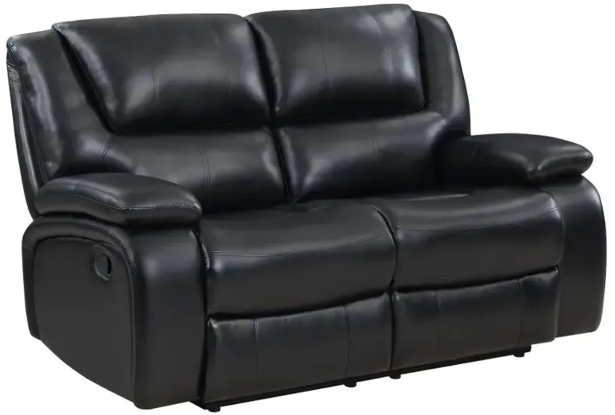 Camila 2-piece Upholstered Motion Reclining Sofa Set Black