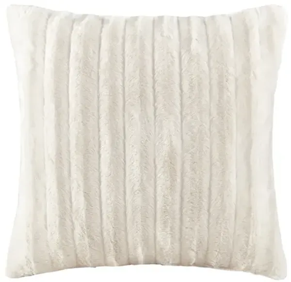 Madison Park Duke Ivory Faux Fur Square Pillow