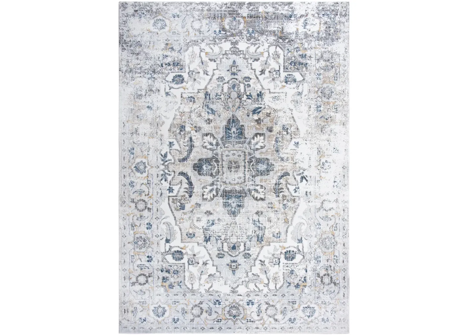 Bristol Beige/Blue medallion Polypropylene/Polyester 3'11" x 5'6" Rectangle Rug