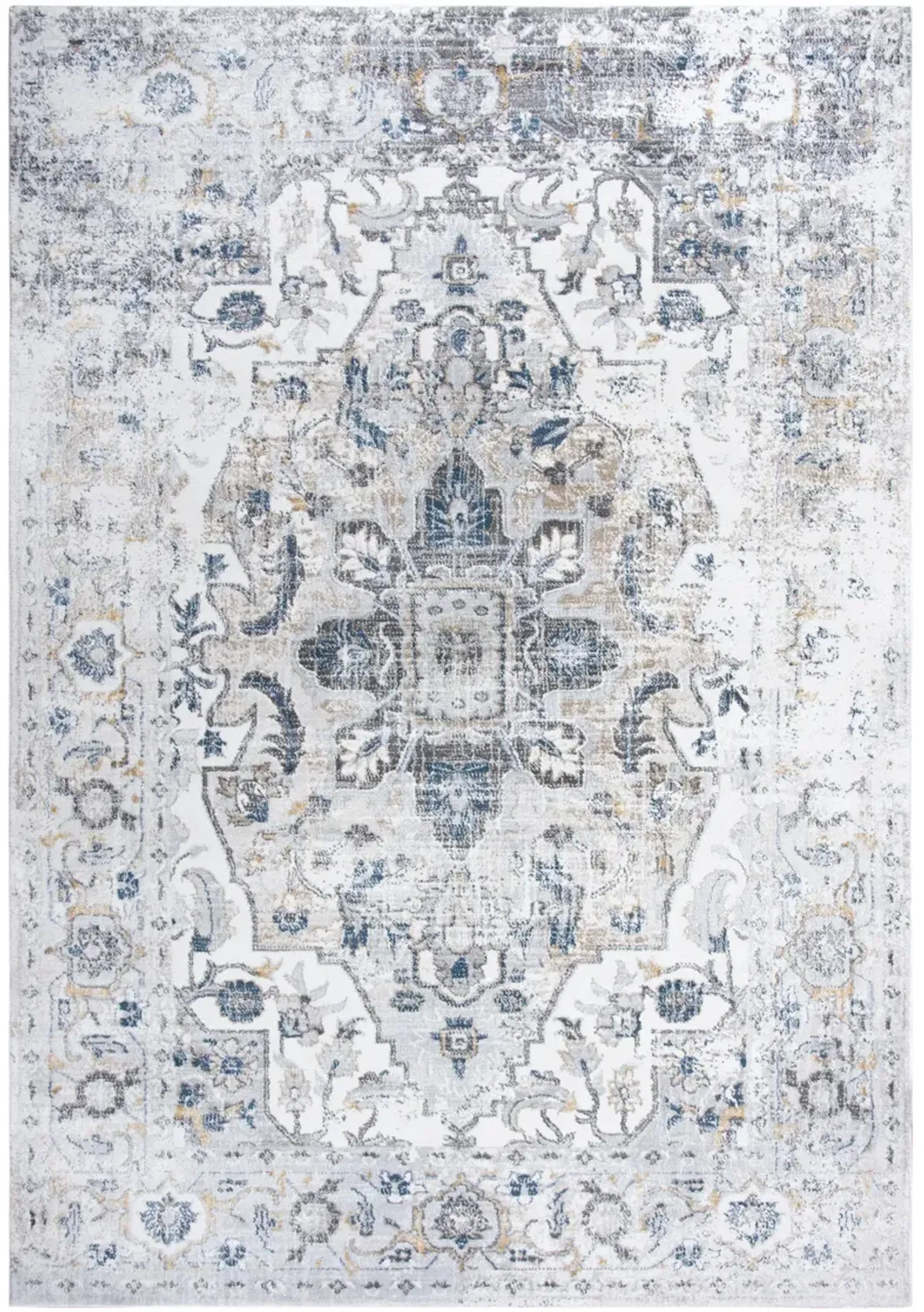 Bristol Beige/Blue medallion Polypropylene/Polyester 3'11" x 5'6" Rectangle Rug