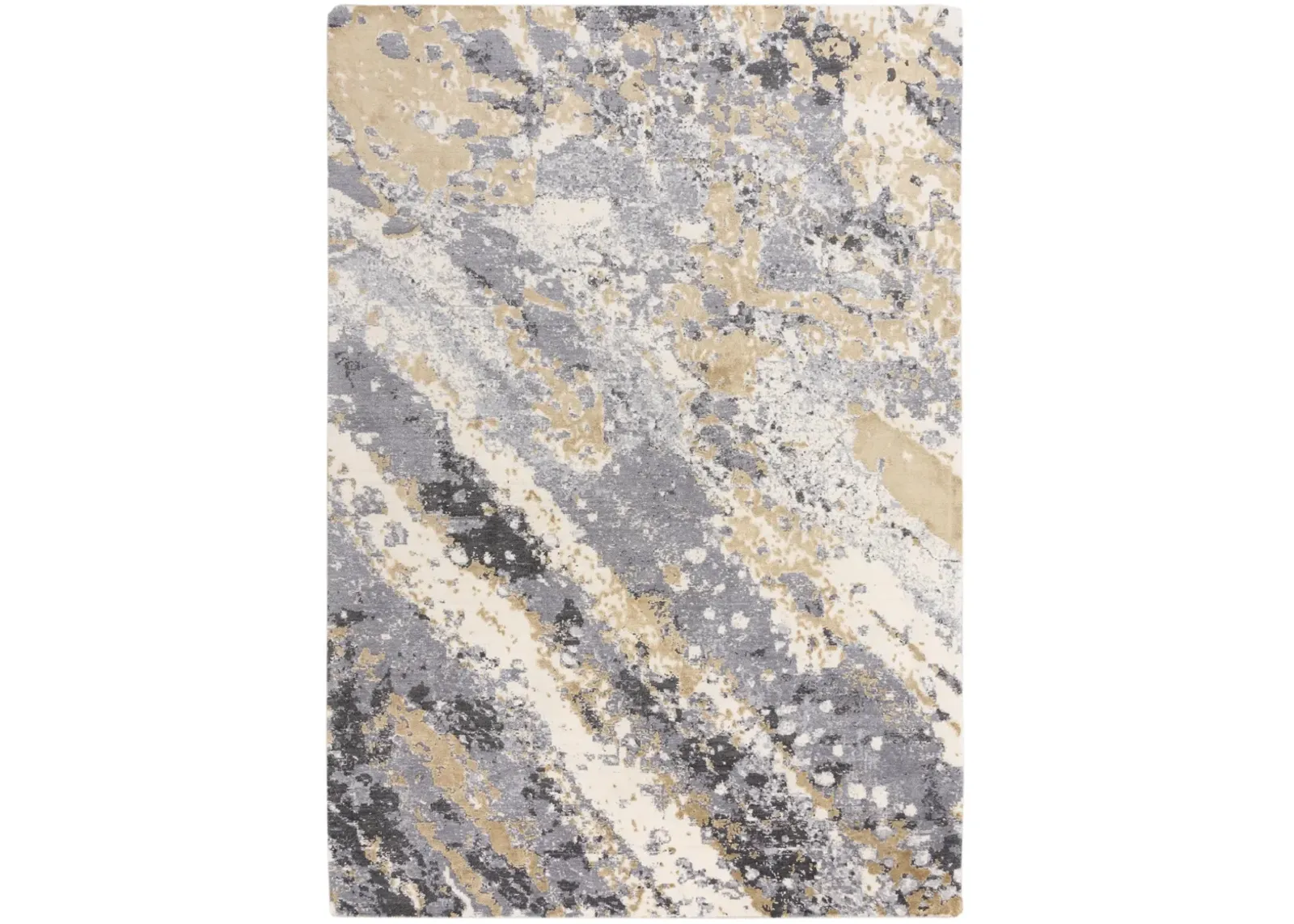 Bolero Gray/Multi Abstract NZ Wool/Tencel Blend 9'x12' Rectangle Rug