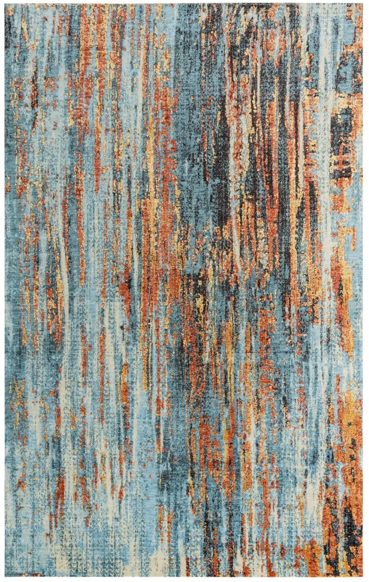 Premier Blue Abstract NZ Wool/Tencel Blend 8' x 10' Rectangle Rug