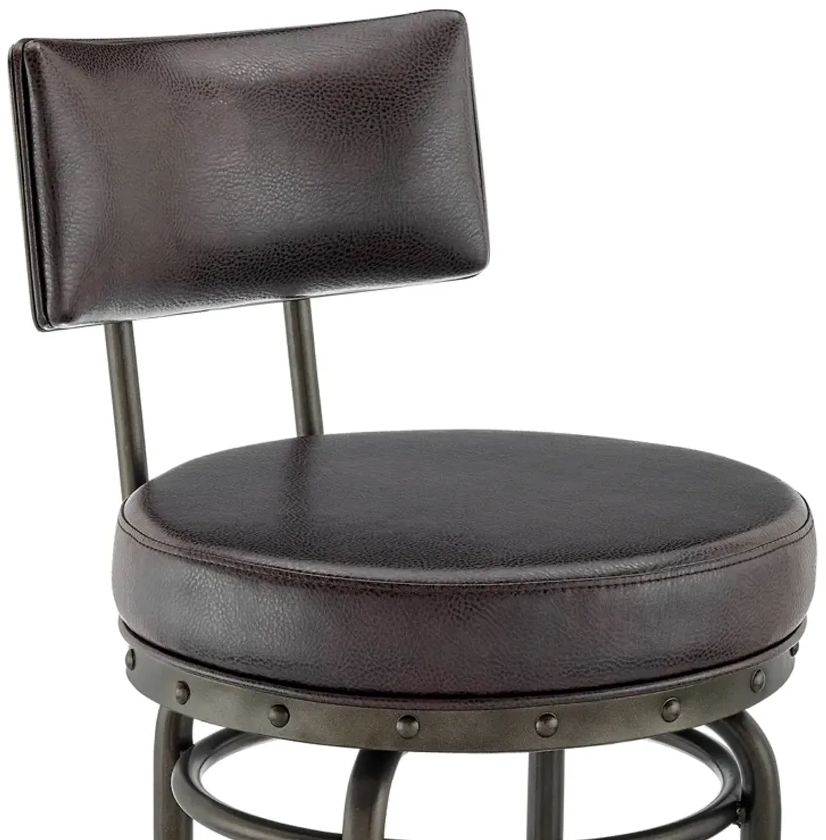 Rees Swivel Counter or Bar Stool in Mocha Finish with Brown Faux Leather