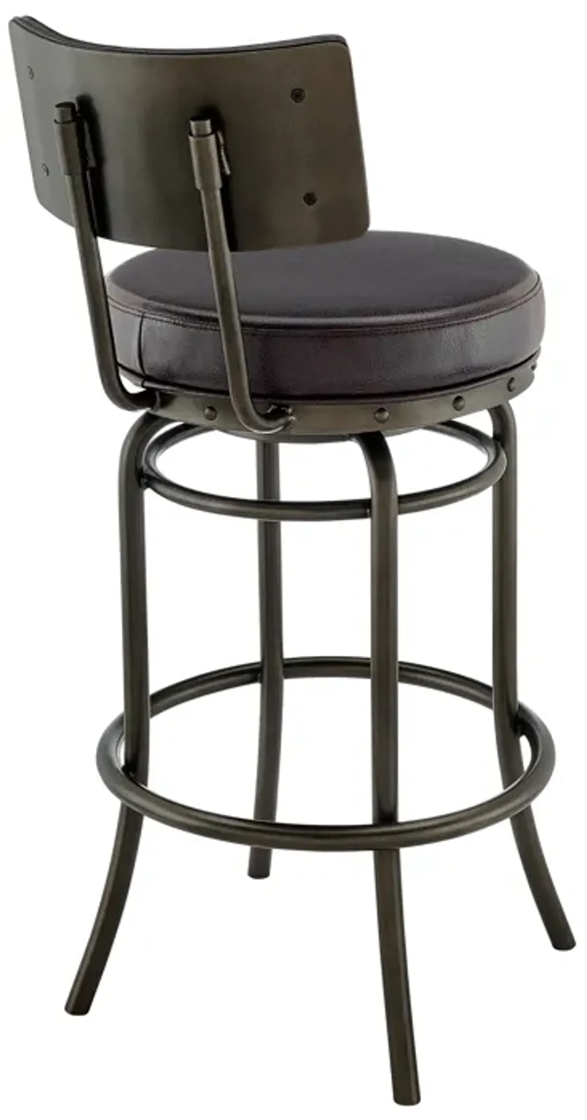 Rees Swivel Counter or Bar Stool in Mocha Finish with Brown Faux Leather