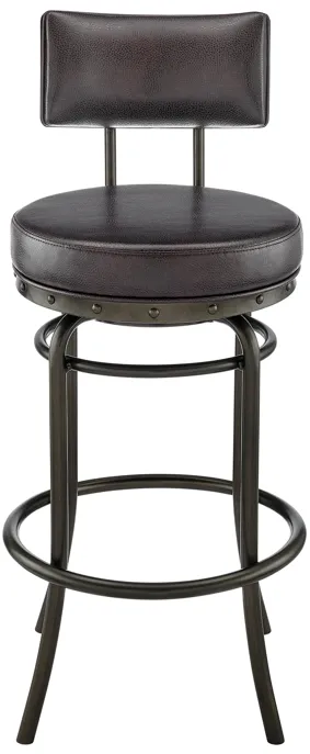 Rees Swivel Counter or Bar Stool in Mocha Finish with Brown Faux Leather