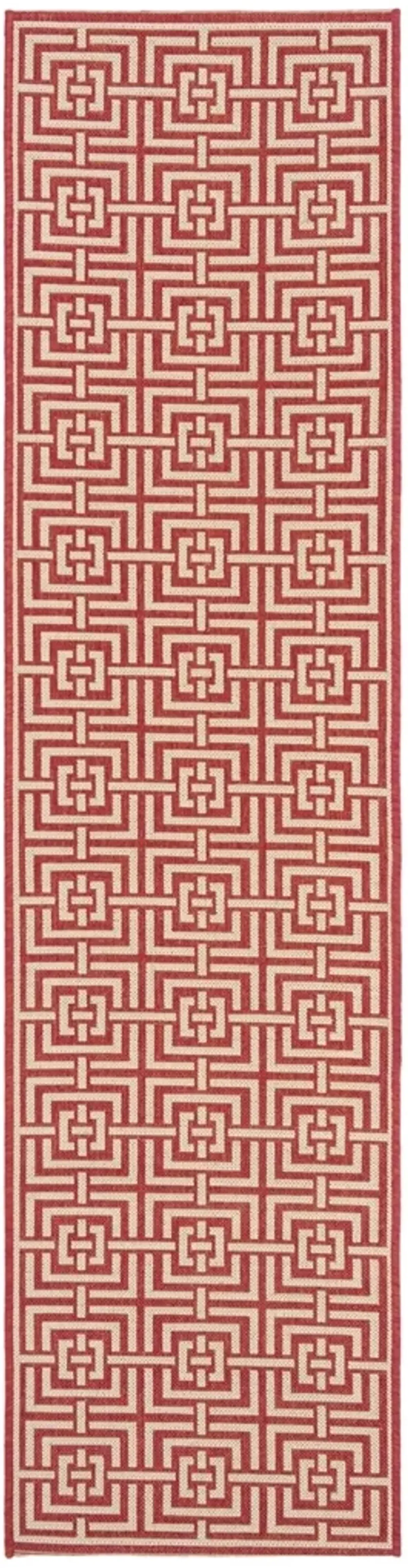 BEACH HOUSE 128 Red 2'-2' X 10' Runner Rug