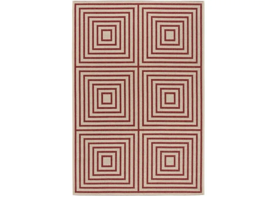 LINDEN 123 Collection LND123Q-4 Red / Creme 4' X 6'