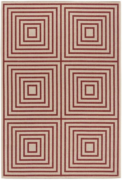 LINDEN 123 Collection LND123Q-4 Red / Creme 4' X 6'