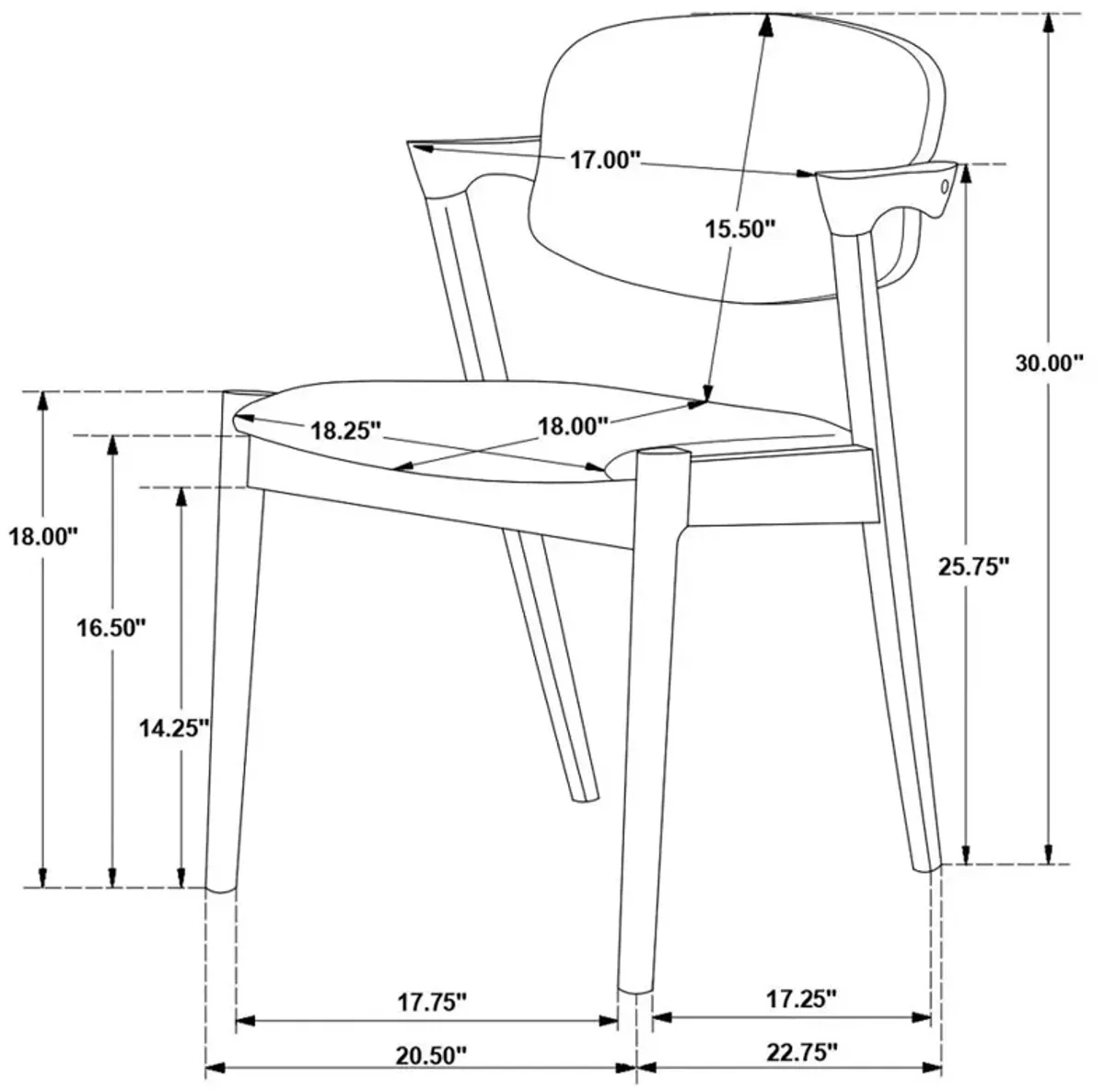 Achilles Upholstered Demi Arm Dining Side Chairs - Set of 2