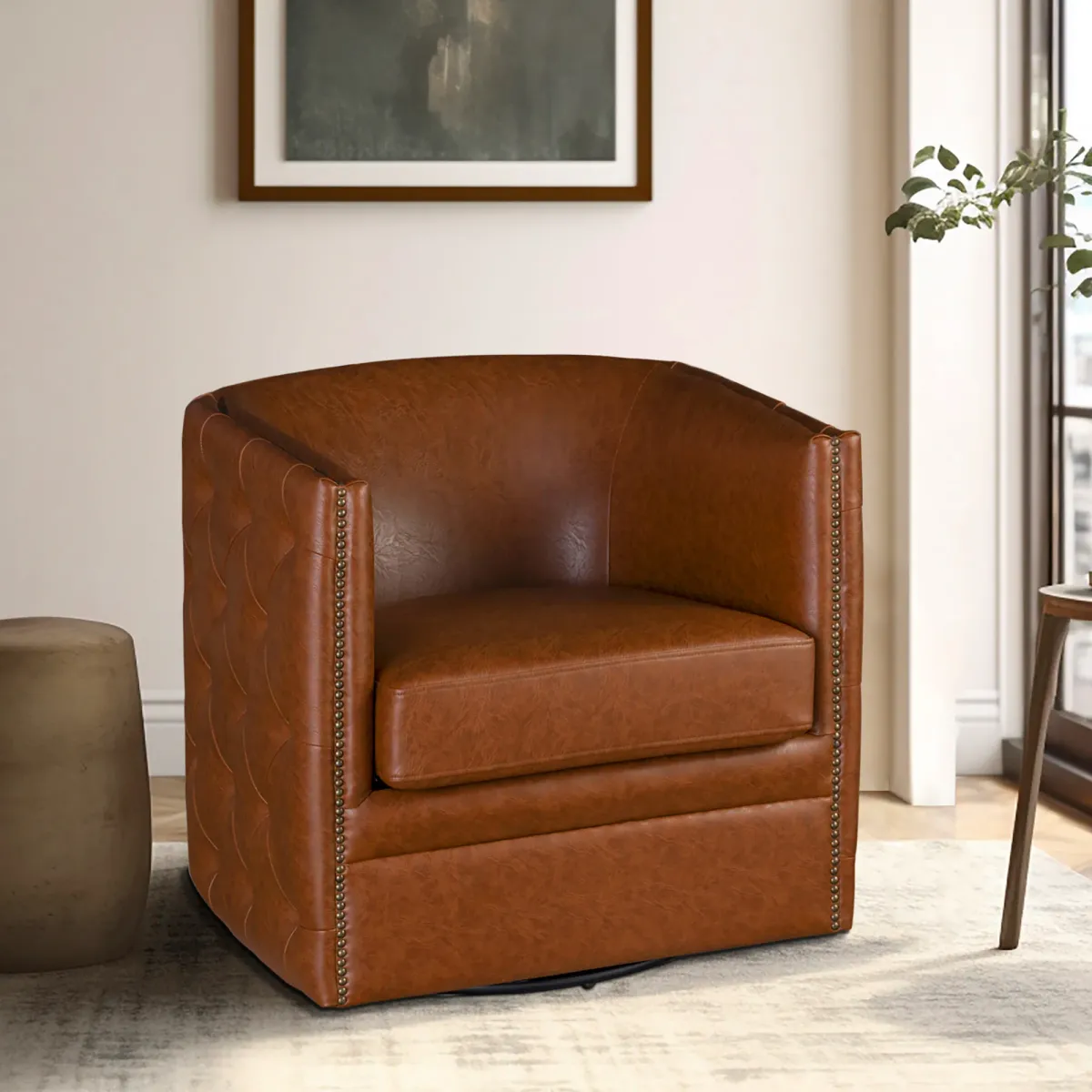 Capstone Tufted Barrel Swivel Chair