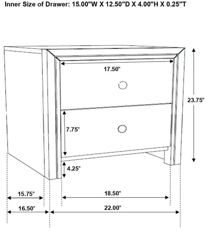 Serenity Rectangular 2-drawer Nightstand Rich Merlot