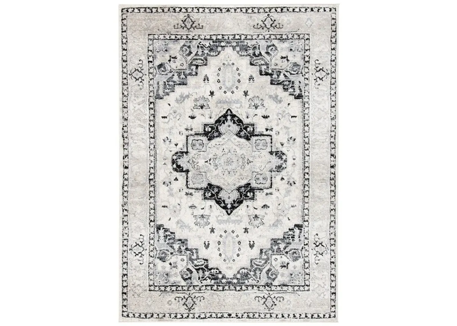 Brentwood 851 Ivory / Black 9' X 12' Large Rectangle Powerloomed Rug