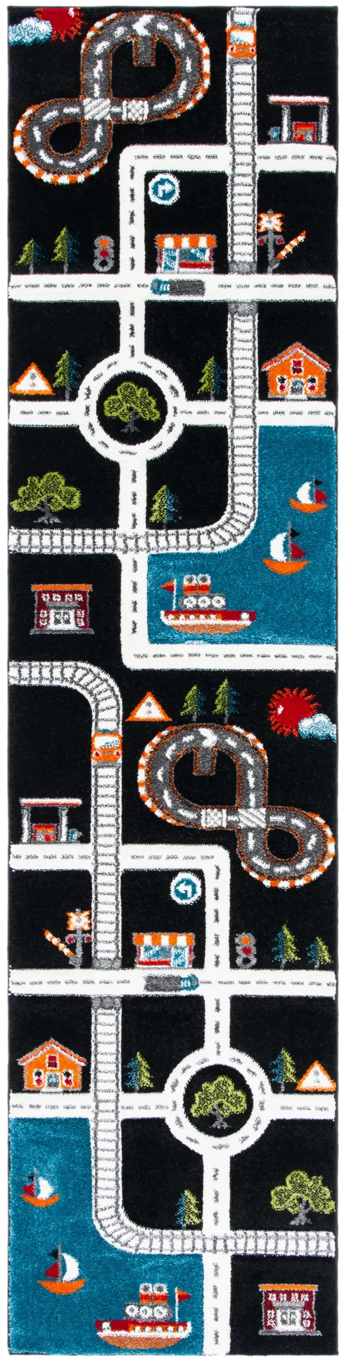 CAROUSEL KIDS 192 BLACK  2'-3' x 10' Runner Rug