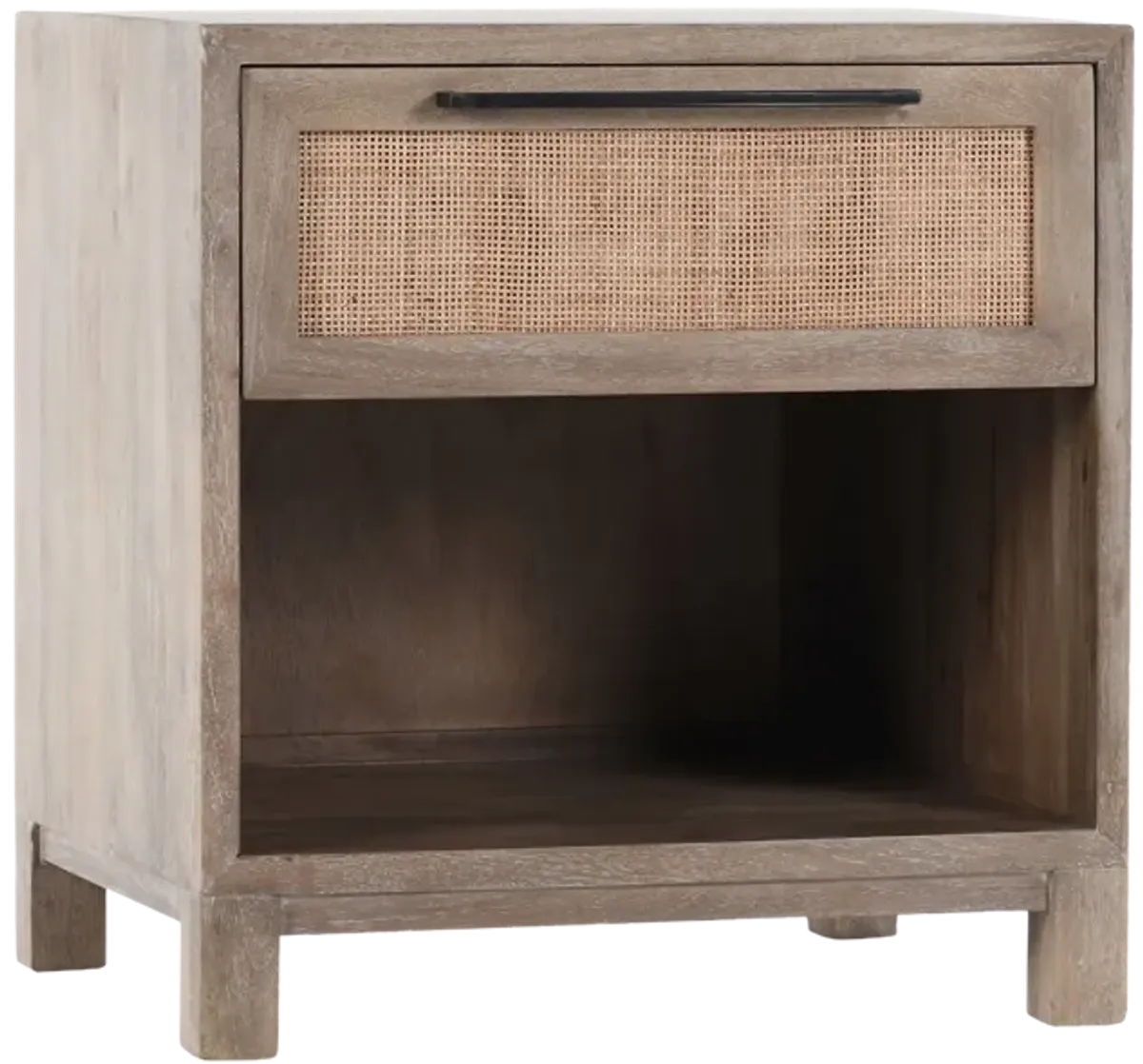 Jensen One-Drawer Mango Wood Nightstand in Taupe