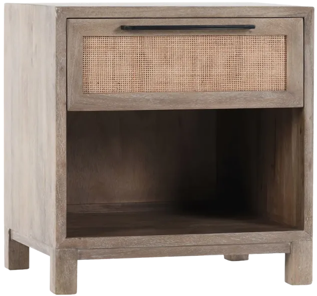 Jensen One-Drawer Mango Wood Nightstand in Taupe