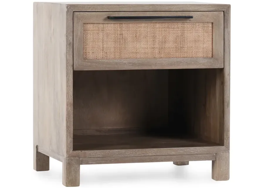 Jensen One-Drawer Mango Wood Nightstand in Taupe