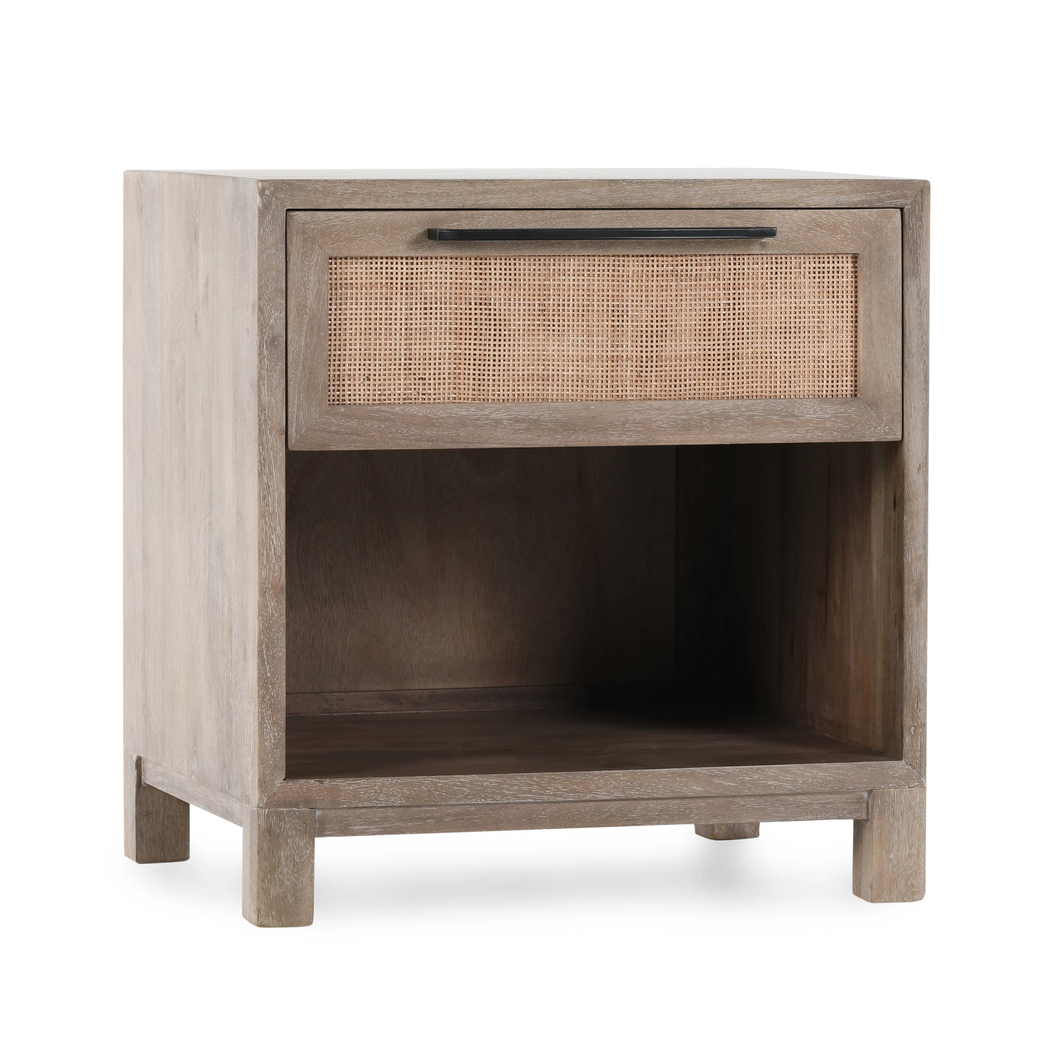 Jensen One-Drawer Mango Wood Nightstand in Taupe