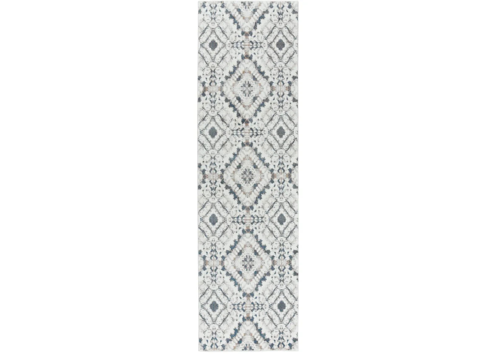 Bristol Beige/Blue Geometric Polypropylene/Polyester 2'7" x 8' Runner Rug