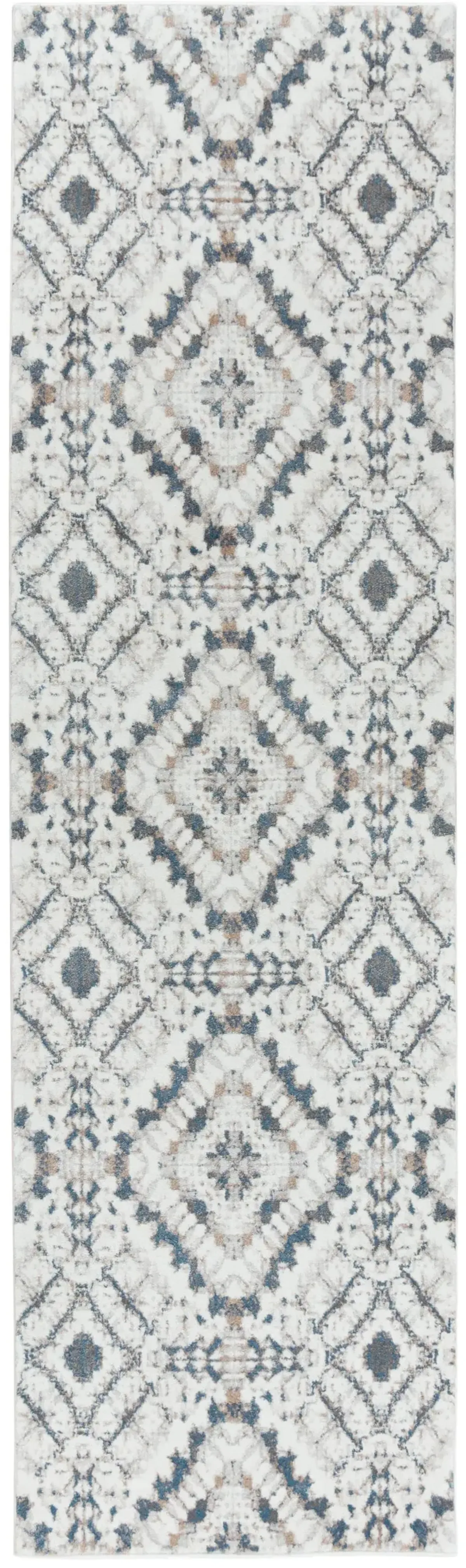 Bristol Beige/Blue Geometric Polypropylene/Polyester 2'7" x 8' Runner Rug