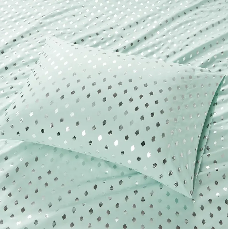 Intelligent Design Metallic Dot Aqua/Silver Printed Sheet Set