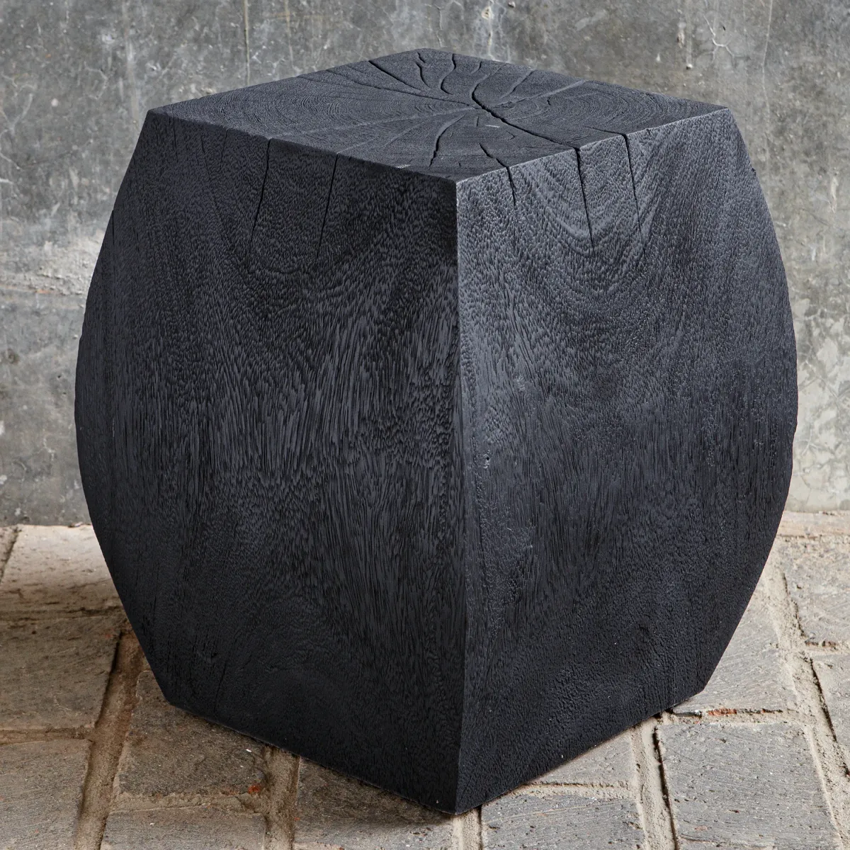 Grove Black Wooden Accent Stool