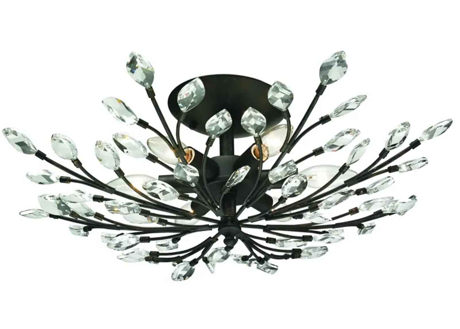 Crystal Branches 24" Wide 6-Light Semi Flush Mount - Burnt Bronze