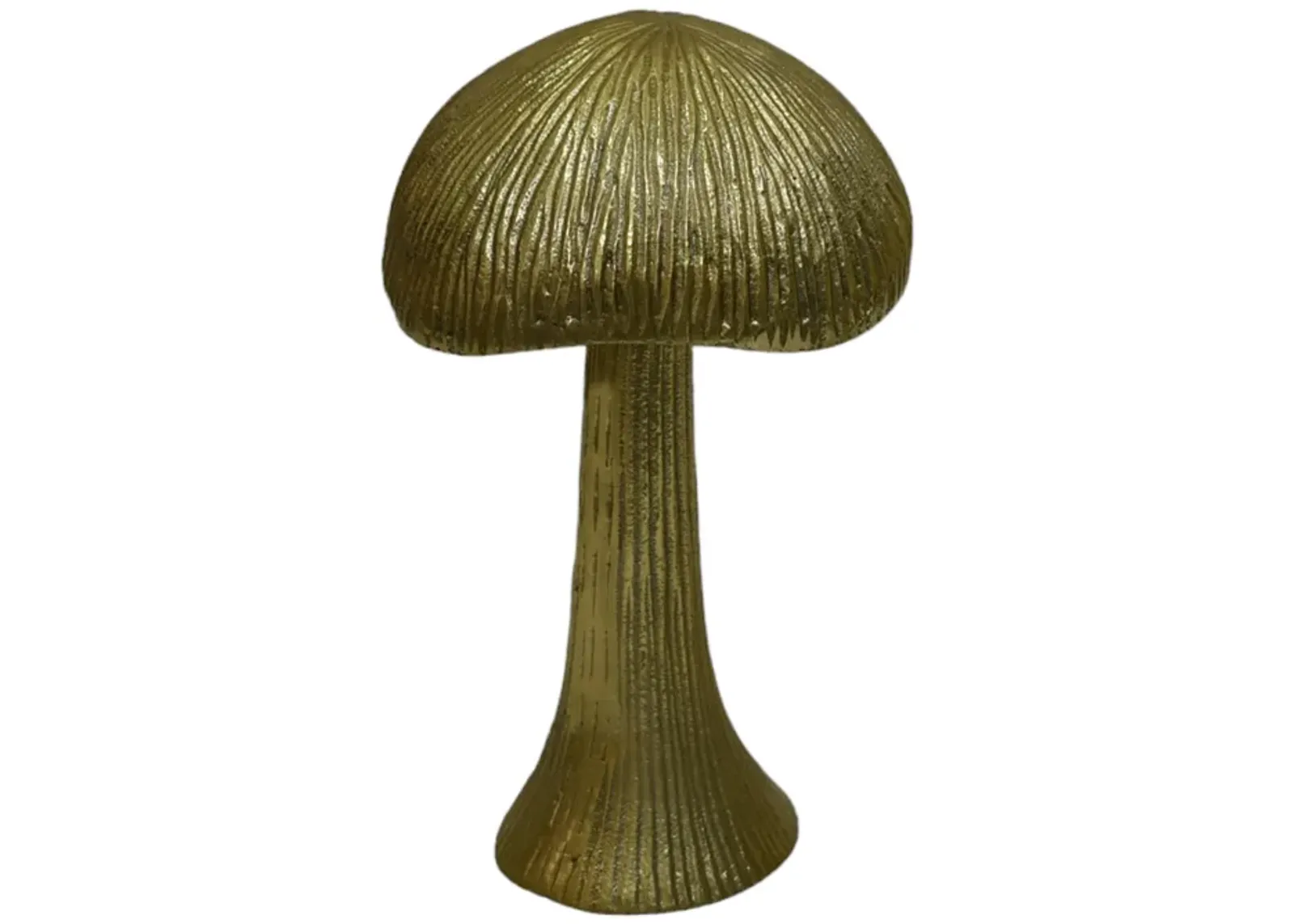 9" Ridged Metal Mushroom, Gold