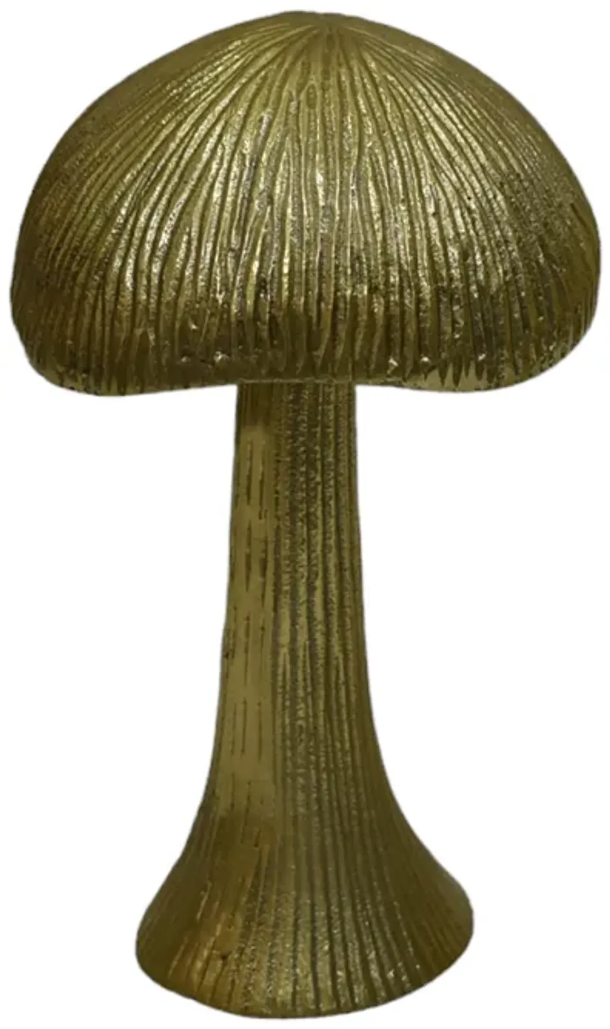 9" Ridged Metal Mushroom, Gold