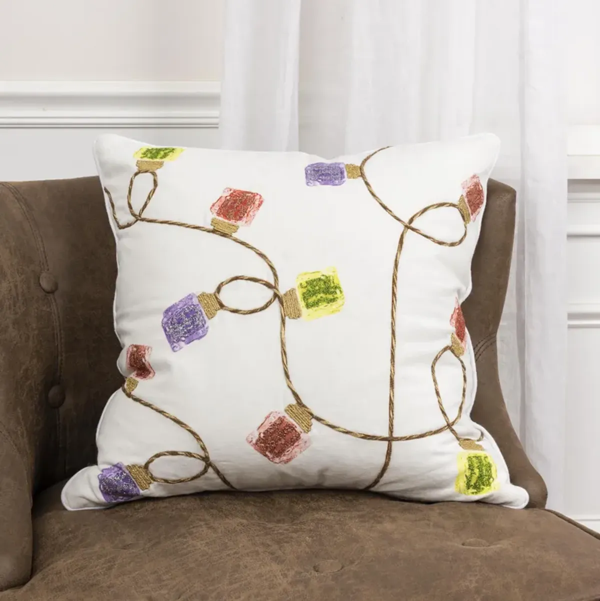 String Of Lights Ivory  Pillow