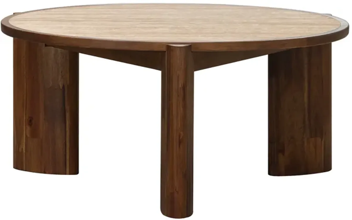 Remix Round Coffee Table - Travertine