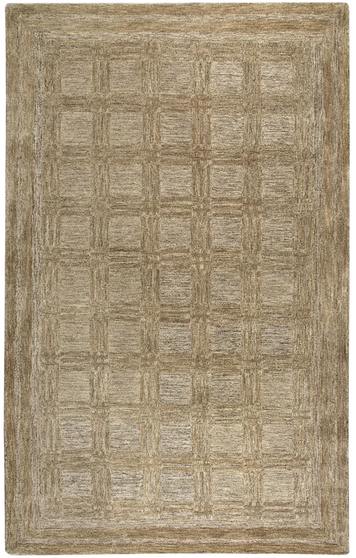 Fifth Avenue Brown Squares Wool 5' x 8' Rectangle Rug