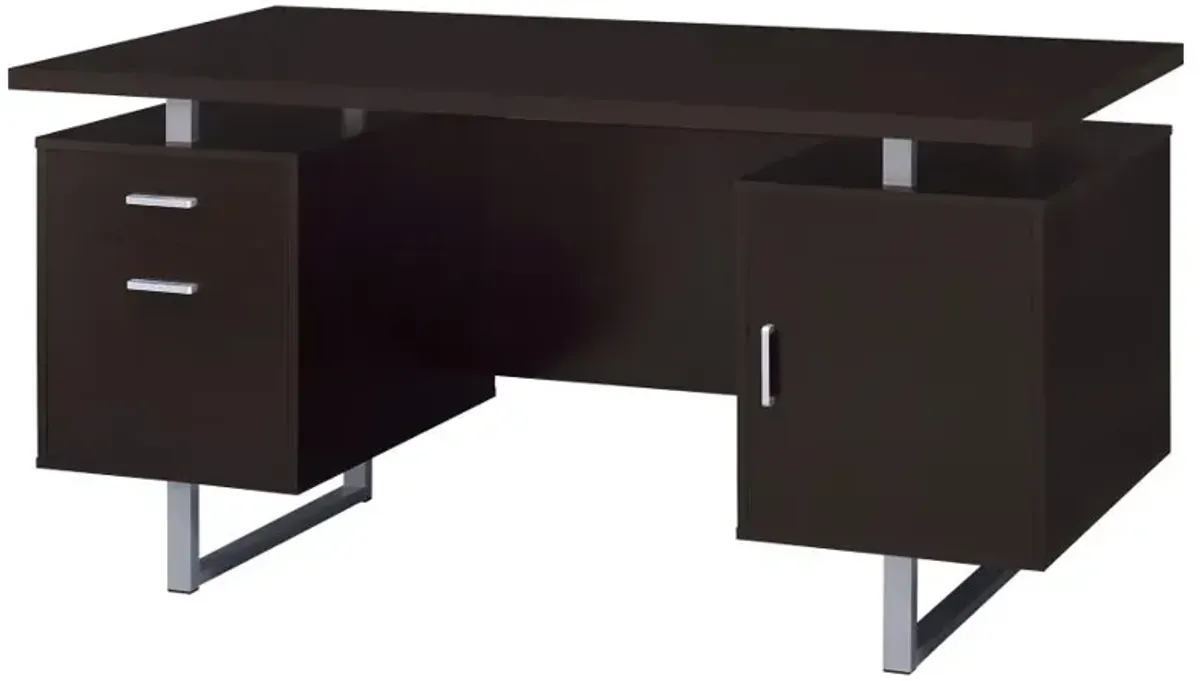 Lawtey Rectangular Storage Office Desk Cappuccino