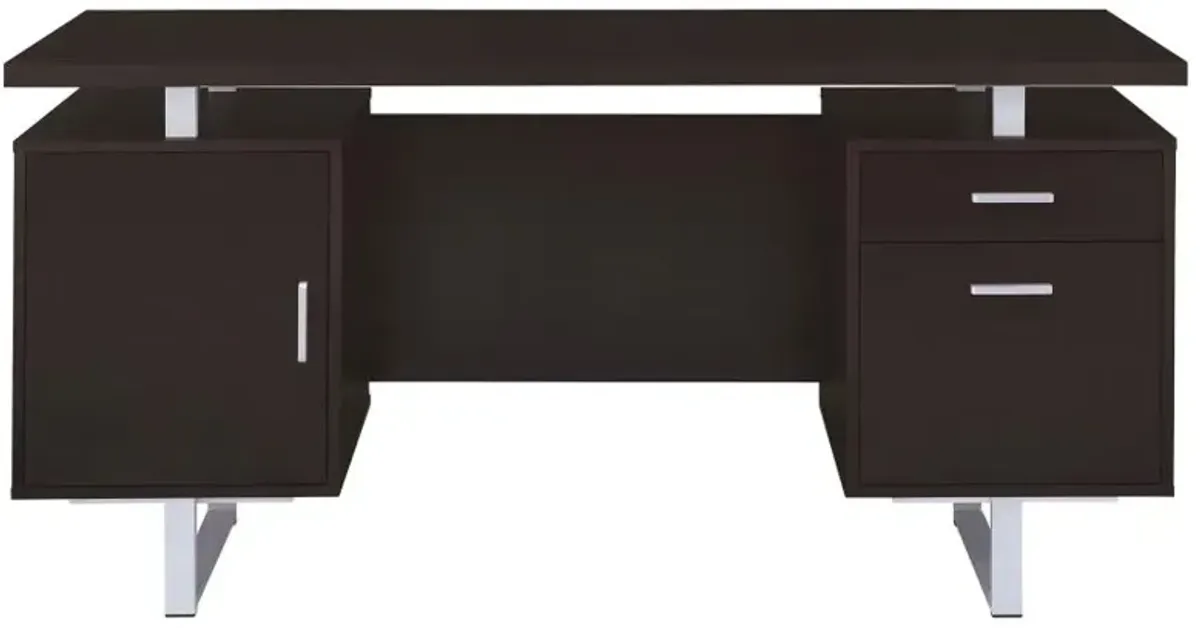 Lawtey Rectangular Storage Office Desk Cappuccino