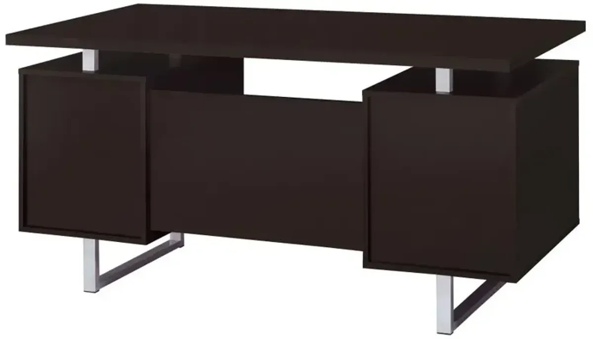 Lawtey Rectangular Storage Office Desk Cappuccino