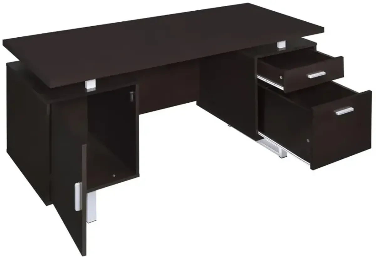 Lawtey Rectangular Storage Office Desk Cappuccino