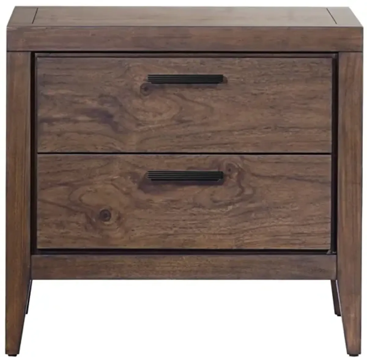 Boracay Two Drawer USB Charging Nightstand in Wild Oats Brown