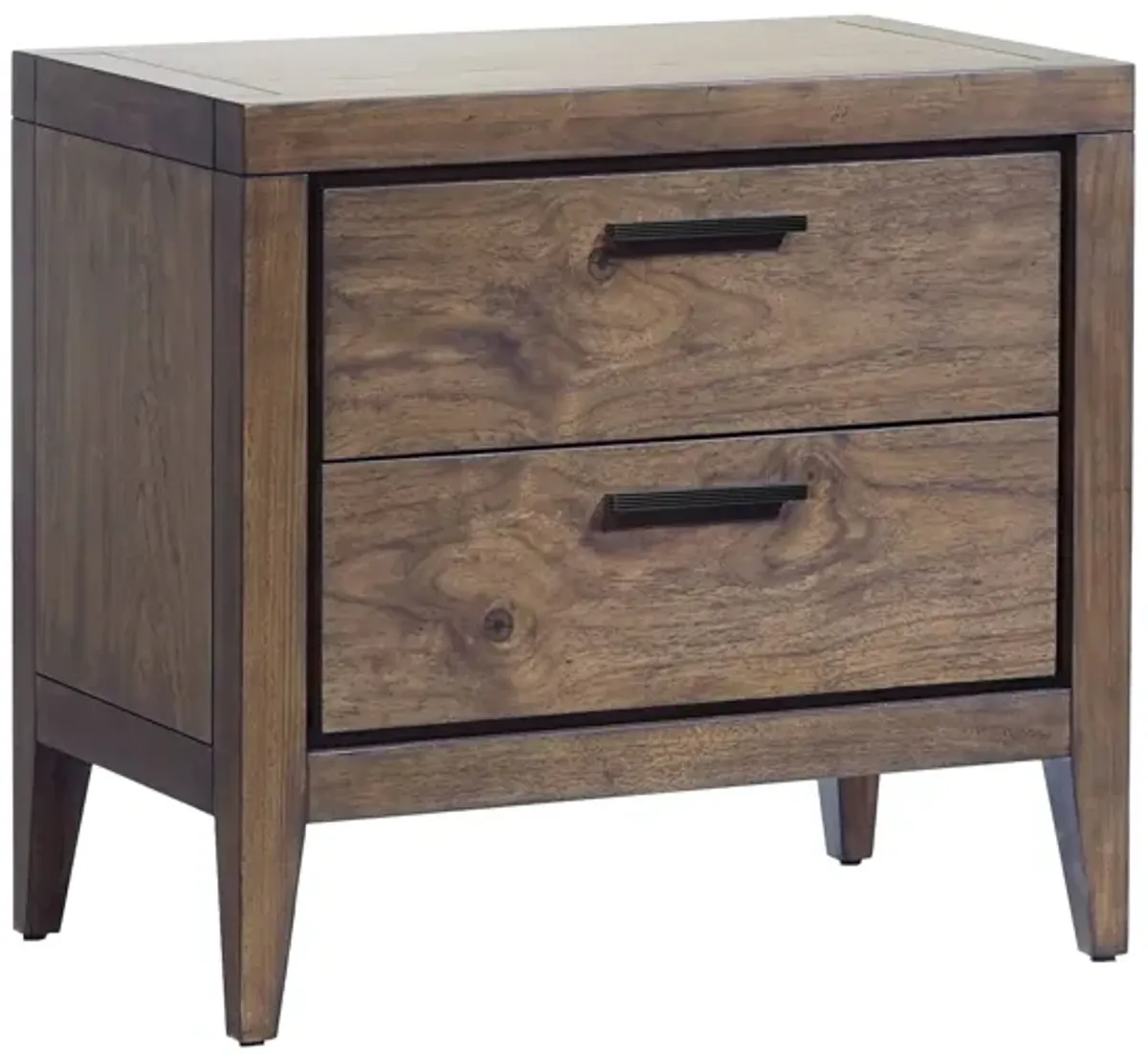 Boracay Two Drawer USB Charging Nightstand in Wild Oats Brown