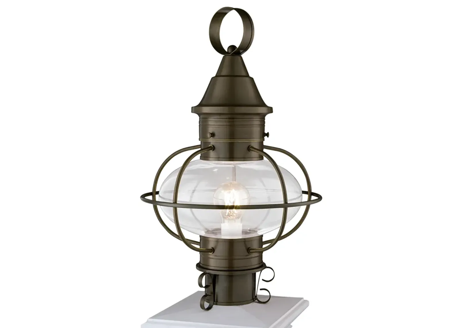 Classic Onion Outdoor Post Lantern - Sienna with Clear Glass