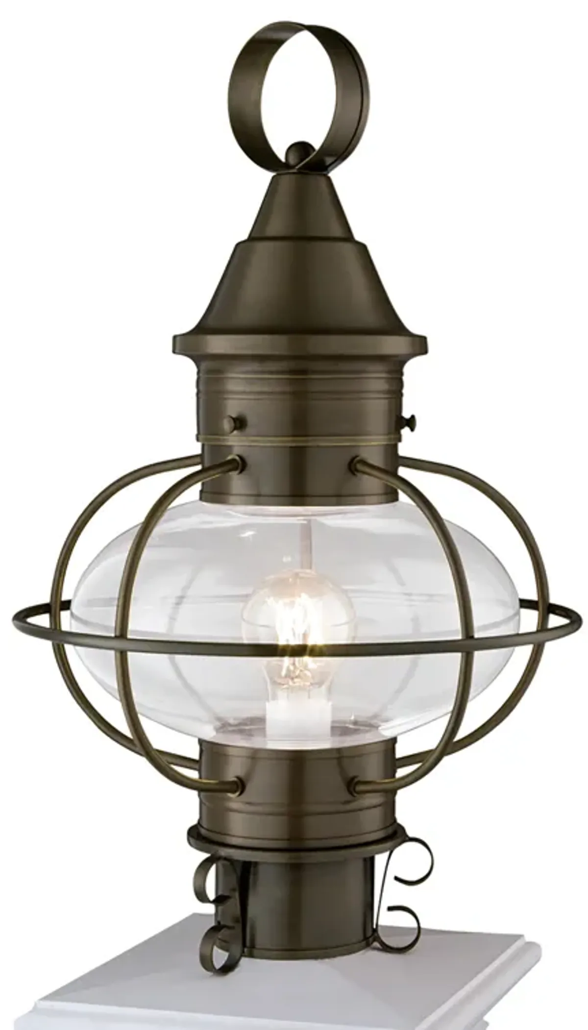 Classic Onion Outdoor Post Lantern - Sienna with Clear Glass