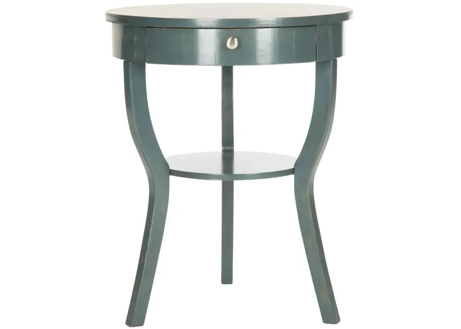 KENDRA ROUND PEDESTAL END TABLE W/ DRAWER 