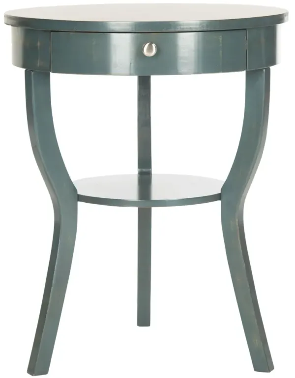 KENDRA ROUND PEDESTAL END TABLE W/ DRAWER 